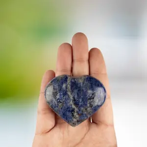 Sodalite Heart Palm Stone, Polished Crystal Stone for Chakra Balancing, Meditation, Spiritual and Crystal Gift