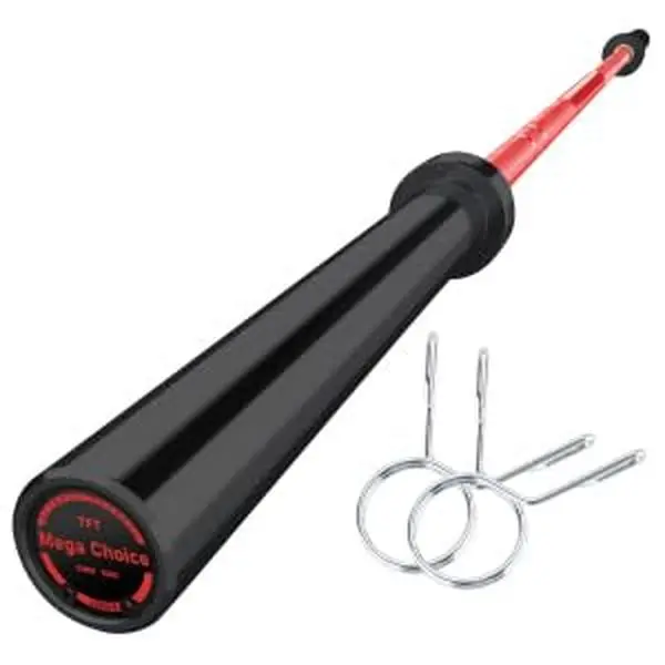 【GARVEE】2.2m (86.6" / 7ft) Alloy Steel Barbell – 1500lbs Capacity – 50mm Sleeve Diameter with Bearings – Includes 2 Collars – Black & Red