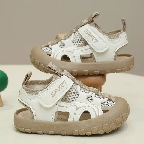2026 New Trendy Kids Head Protection Sports Sandals, Summer Style Non Slip Sandals, Multi-Color Breathable Mesh Velcro Easy On/off, Anti-Slip Rubber Sole, Unisex Casual Shoes, Walking Fashion Footwear, Fashionable Breathable Sandals, Childrens Sandals