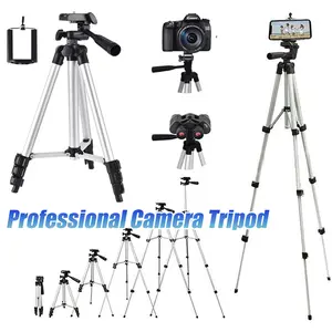 41" Camera Tripod Stand, Phone Tripod, Flexible Tripod for Camera Cell Phone, Portable Aluminum 4 Section Telescopic Legs Camera Stand Bracket Mobile Phone Selfie Stickholder with Carry Bag for DSLR & Smartphones