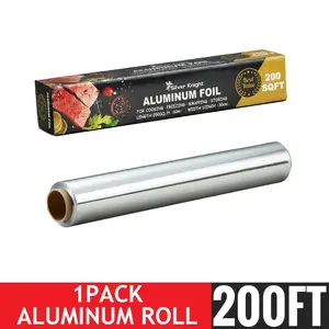 1 Pack Heavy Duty Aluminum Foil Roll, 200 FT x 12 Inches Wide Aluminum Foil Heavy Duty Rolls, Heavy Duty  Foil with Easy Tear Dispenser, Premium Tinfoil Roll to Wrap & Store Food Foil for Food Service  Thick