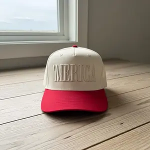 Merica Embroidery Hat, 3D Adjustable Cap, Vintage Trucker Hat, Fourth of July, Patriotic Summer Cap