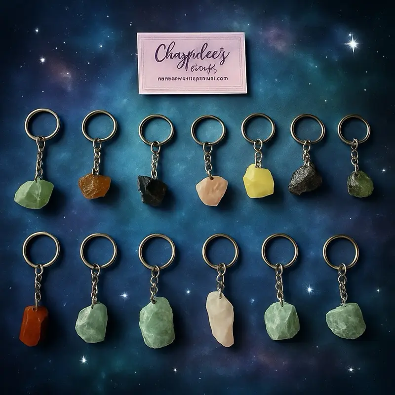 Crystal Keychain Raw. Radiant. Magical. One-of-a-kind gemstone charm from Chrysdee’s Crystals  Handcrafted with love  Carry the energy wherever you go. Sold separately