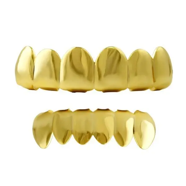 Silicone Grillz Teeth Accessory - Removable Platinum Tone Hip Hop Dental Accessory, Universal Top & Bottom Set with Included Mold