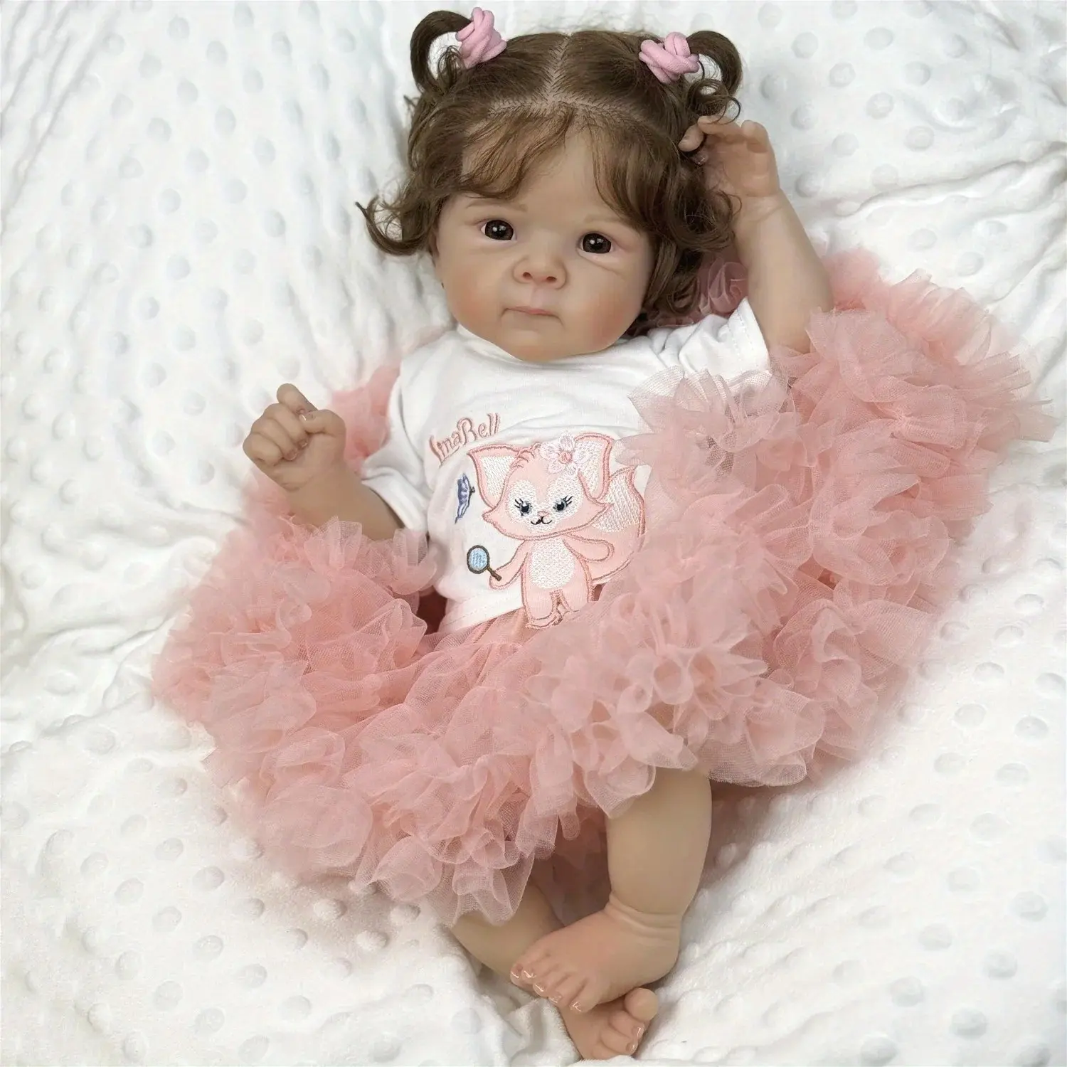 48 CM Reborn Baby Doll Toy Lifelike Vinyl Limbs Cloth Body Lifelike Cute Babies Kid Fashion Handmade Birthday Gift Play House Bedtime Toy For Girl