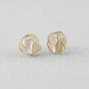 White Camellia Stud Earrings