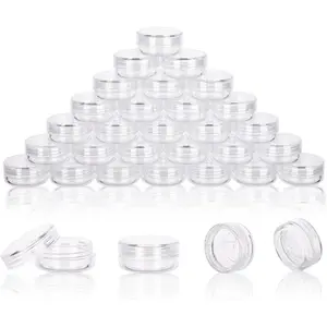 3 Gram Sample Containers with Lids 50 Count Tiny Sample Jars Empty Lip Balm Containers Mini Cosmetic Container with Lids Makeup Travel Container with Labels Mini Disposable Spatulas