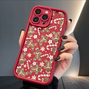 Gingerbread Man Fun Case for iPhone 16e 15 17 Air 16 14 13 12 11 Pro Max Plus X XS Shockproof Full Camera Protection Durable Slim Silicone Cover with Festive Design Brown