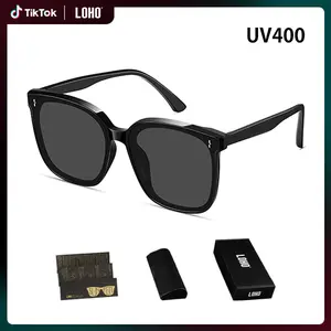 LOHO Sunglasses Womens Polarized Ladies Sun Glasses UV400 Acetate Frame Black Shades Polyvinyl Acetate Modern Oversized Square Silhouette,summervibes