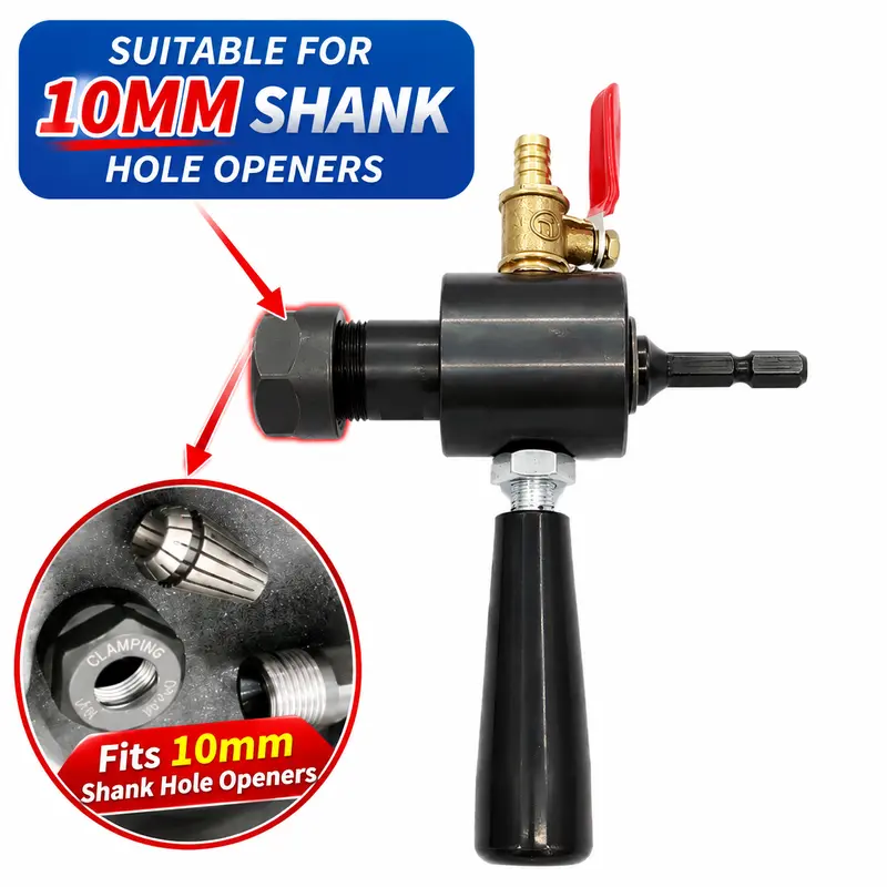 GJANSH Electric Hammer Water Drill Connecting Rod , Time Saving Copper Portable Easy to Use Electric Drill Turn Water Drill Tool Multifunction for Home Construction (Round Handle)