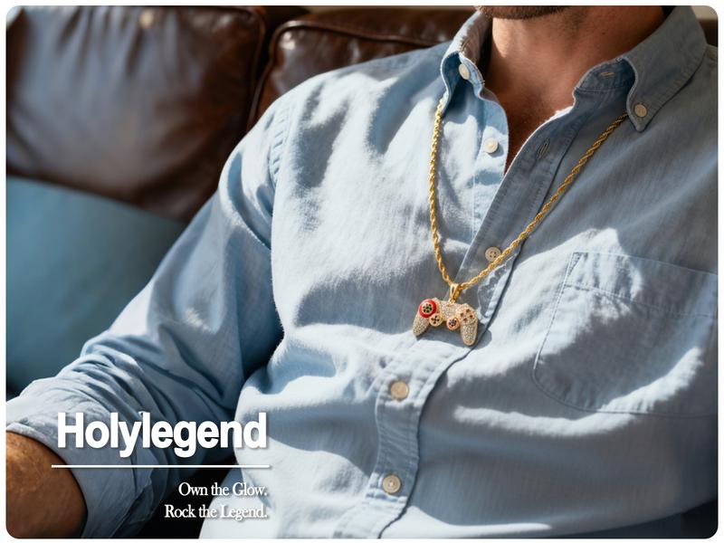Holylegend 14K Real Gold-Plated Game Controller Necklace, Statement necklace,Sony-Inspired CZ Diamond Pendant, 24" Cuban & Rope Chain, Hip Hop Jewelry Gift for PlayStation Fans Holylegend 14K Real Gold-Plated Game Controller Necklace, Statement necklace,Sony-Inspired CZ Diamond Pendant, 24" Cuban & Rope Chain, Hip Hop Jewelry Gift for PlayStation Fans