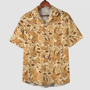 2026 Hawaiian Sets PKM [FREESHIP] Fresh Summer – Youthful – Bold with the Anime Eevee Autumn Floral Kawaii Hawaiian Shirt