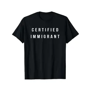 Men' Immigrant Graphic T-Shirt - Heavyweight 220gsm 100% Oversized Loose Fit Tee with Bold White "Certified Immigrant" Print, Black Casual Shirt for Casual Attire, Parties & Holiday Gifts (Sizes S-3XL) - Unisex Style Statement Apparel, Party Outfit