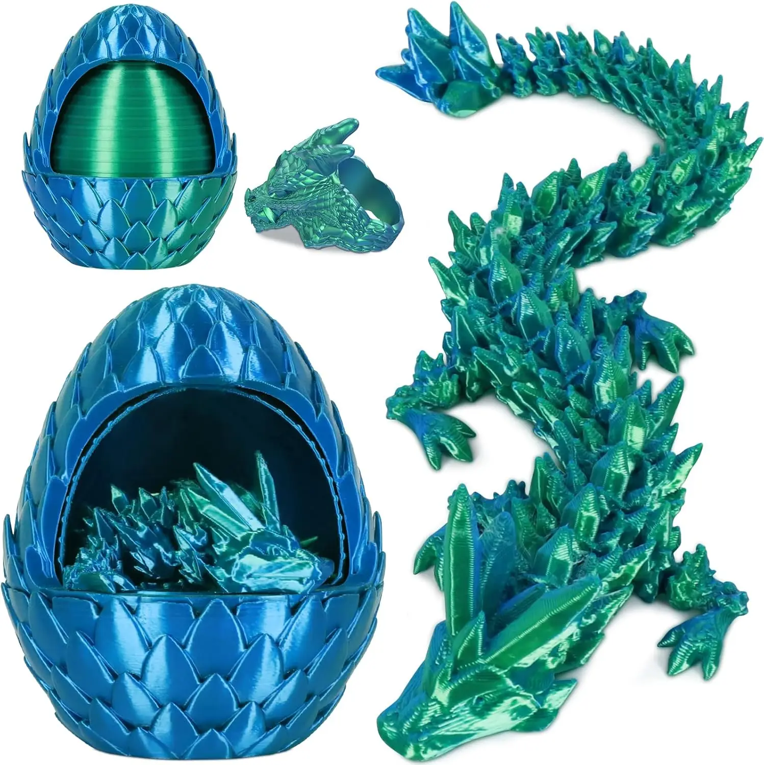 3D Printed Dragon Eggs, Surprise Dragon Eggs Fidget Toys for Kids, Articulated Crystal Dinosaur Fidget Toy for Kids, Birthdays, Halloween Christmas Decorations Gifts for Girls Boys