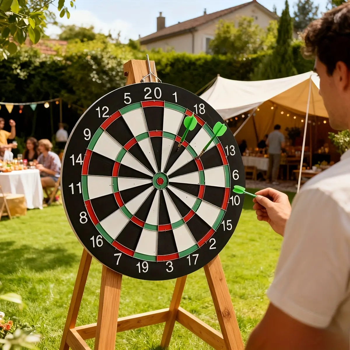 17-Inch Soft Tip Dart Board Set, Classic Layout EVA Board with 6 Darts, Indoor Outdoor Game for All Ages and Family Fun