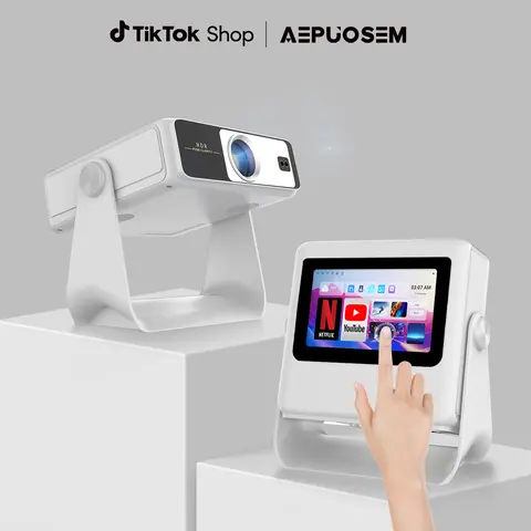 Aepuosem A10pro Touch Screen Projector - 7-inch Native 4K LCD, Auto Focus, Dolby Sound, Wi-Fi 6, Bluetooth, 180° Rotation, Power Supply, Remote Control, Projector for Bedroom Home Cinema - Ideal for Games, Back to School Gifts