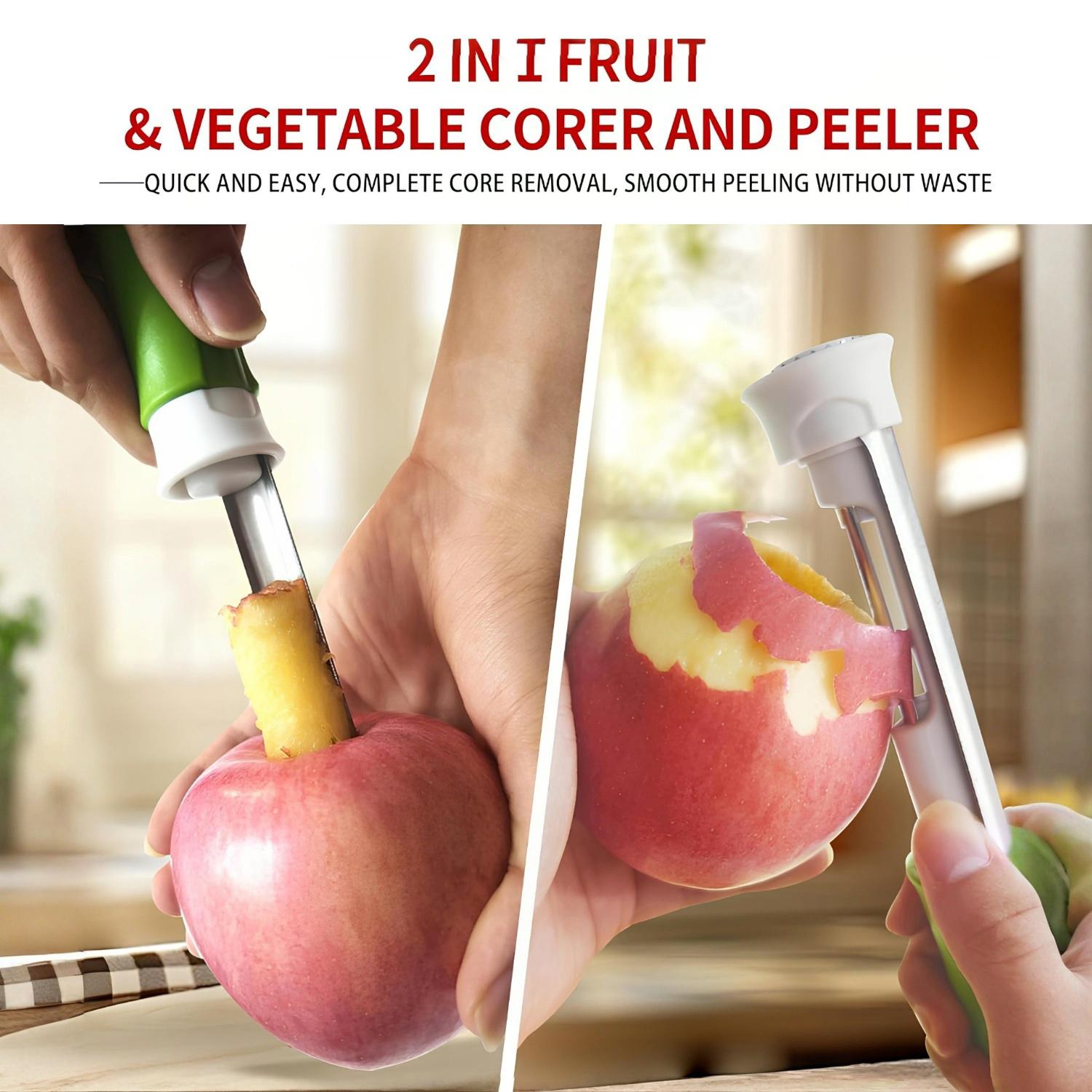 MY HEART FLY 2 in 1 Apple Corer and Peeler Tool, Fruit Vegetable Corer and Peeler Tool, Stainless Steel Apple Peeler Apple Corer Remover Tool Multi-function Corer Tool for Vegetable Fruit Kitchen Gadget MY HEART FLY 2 in 1 Apple Corer and Peeler Tool, Fruit Vegetable Corer and Peeler Tool, Stainless Steel Apple Peeler Apple Corer Remover Tool Multi-function Corer Tool for Vegetable Fruit Kitchen Gadget