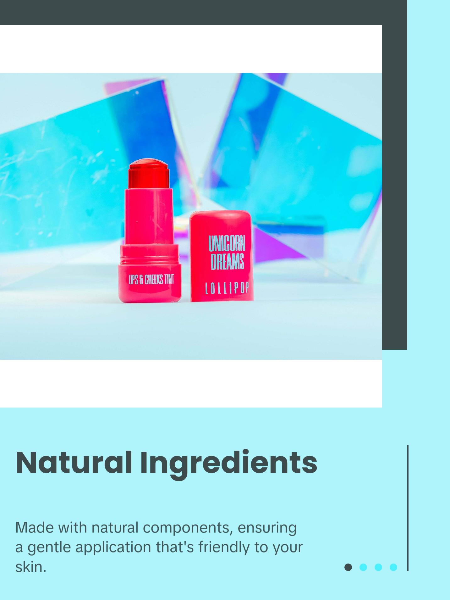 AMINAH Unicorn Dreams LOLLIPOP - Lips & Cheeks Tint - Red STAIN Gloss Lipgloss - Natural Ingredients - Vibrant Red Shade - Makeup Cosmetic