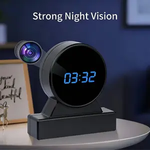 Wireless Wi-Fi mini surveillance camera, clock camera - Concealed surveillance device-wall camera - Supports night vision function - Suitable for indoor home security monitoring Safety protection