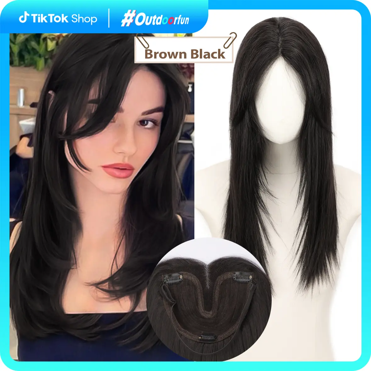 ONLYCUTE 18 inch Hair Topper Synthetic Slightly layered Hair 
