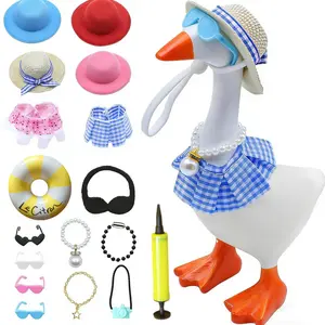 Desk Goose Outfits 7 inches, 4 Sets Desk Goose Clothes for Cute Sily Magnetic Porch Goose Key Holder Decor
