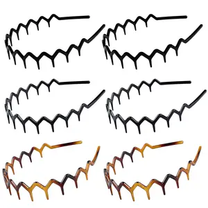 6 count Zig Zag   Headbands Comb Zigzag Plastic Hoop U Shaped   Hair Bands Wavy  Hair Hoop Accessory for Women Lady Girl