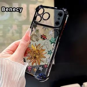 Four Corner Anti-Fall Celestial Emblem Array Pattern Phone Case for iPhone 17 16 Pro Max 15 Plus 14 13 12 11 Air E Shockproof Transparent Electroplated Protective Cover Cellphone Protection Casing Smartphone Protector