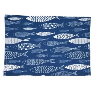 Saro Lifestyle  14 x 20 in. Fish Design Placemats, Navy Blue - Set of 4