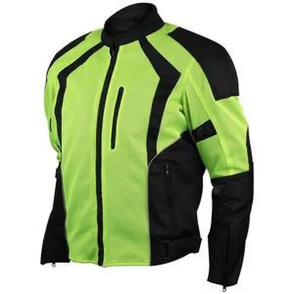 Mens Hi Vis All Weather Season CE Armor Mesh Motorcycle Jacket