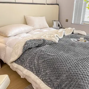 Textured Ab Face Jacquard Tortoiseshell Lamb Fleece Double-Layer Blanket, Simple Color Palette, Enhances Bedroom/ Sofa/ Office Atmosphere
