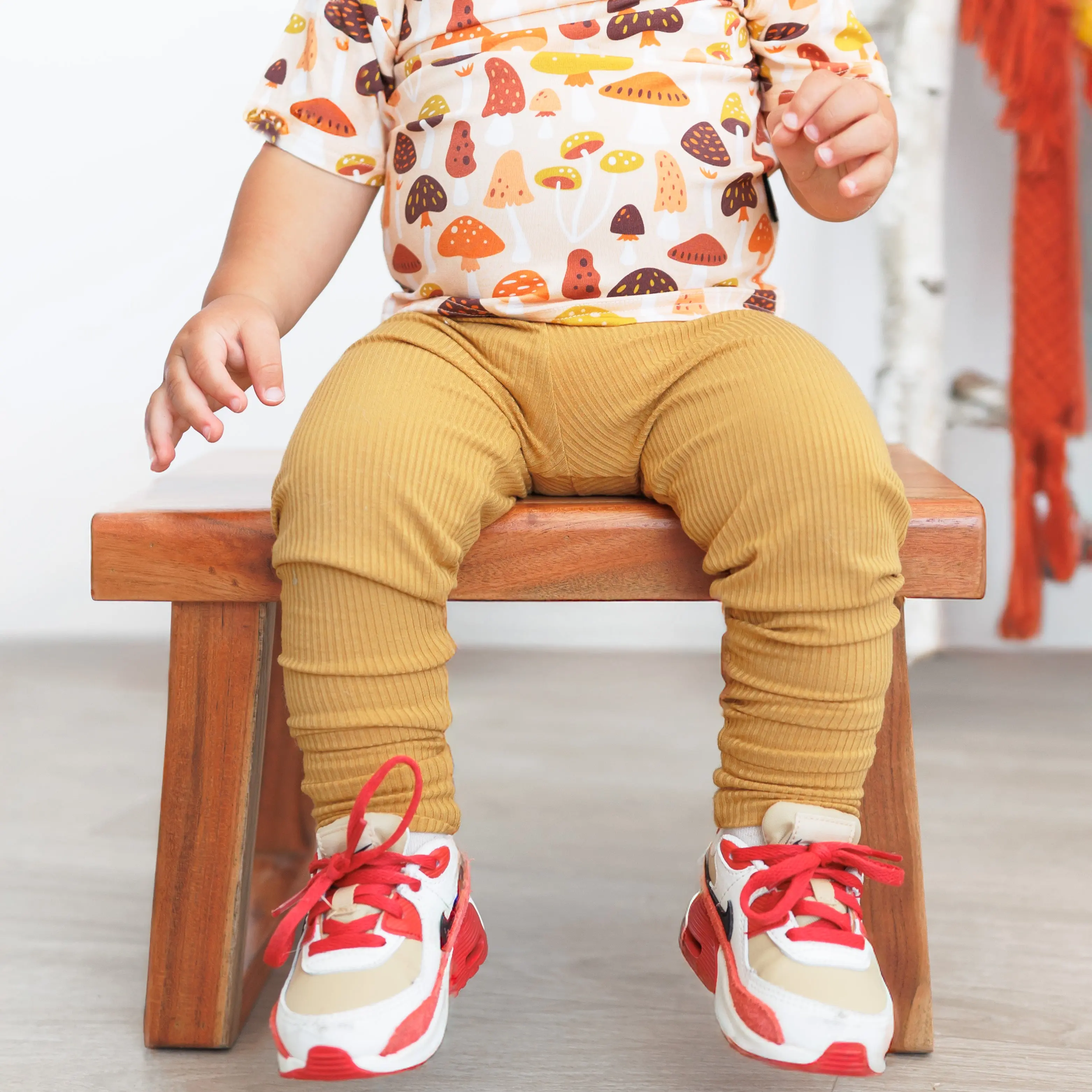 BAMBOO RIB LEGGINGS- Honey Mustard, Kids Soft Casual Bamboo Pants