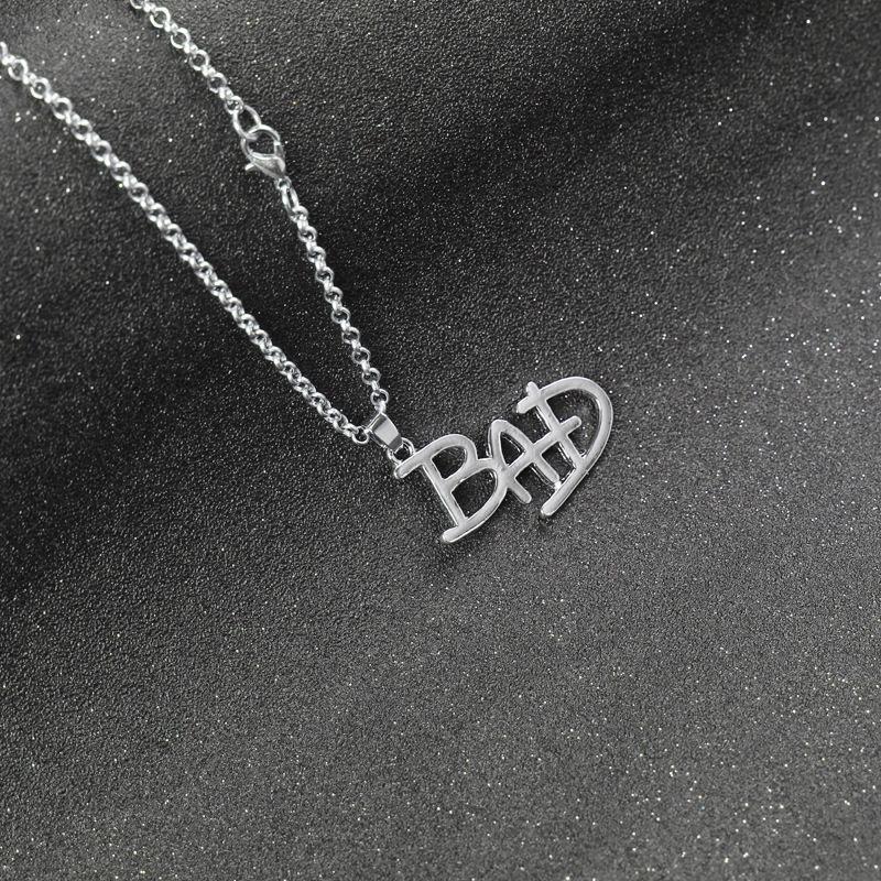 Necklace MJ BAD LOGO Pendant Silver Tone Chain Accessory for Fans Iconic Pendant Tribute to King of Pop