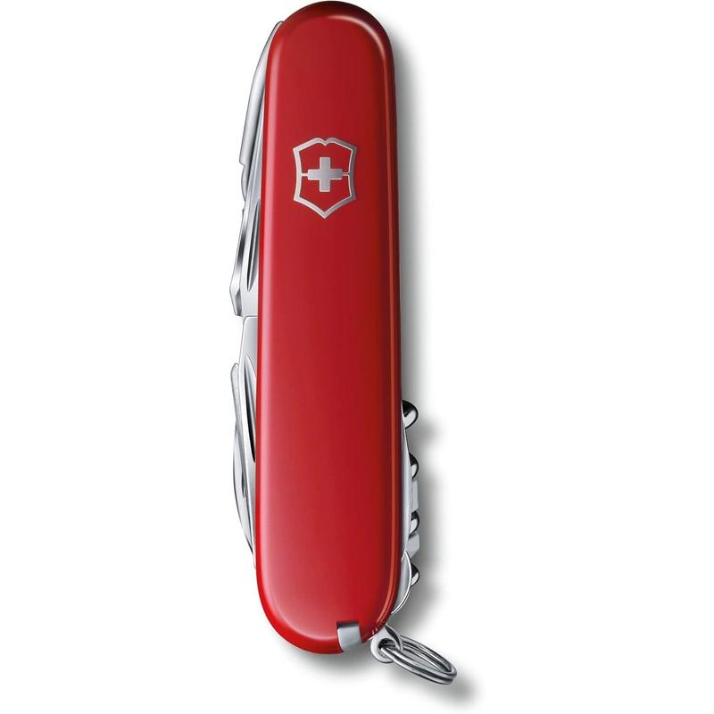 Swiss Champ Swiss Army Knife, 33 Functions, Swiss Made Pocket Knife with Large Blade, Screwdriver, Chisel and Combination Pliers - Red