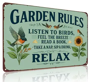 Plants Gifts Garden Rules Vintage Tin Sign for Garden Patio Porch Yard She Shed Decor 8x12 Inch