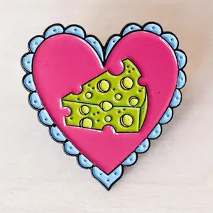 Enamel Pin: Cheese Love, 1.25"
