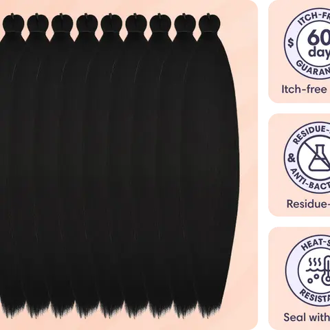 Copper Brown & Black Synthetic Braiding Hair Bundles - 26In Pre-Stretched ACV-Rinsed Kanekalon (8 Bundles, 52In End-to-End), No-Itch for Bohemian Box, Goddess Braids, Salt and Pepper Crochet Hairstyles