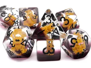 Squirrel Resin DnD Dice Set 7-Piece Animal RPG Dice with Whimsical Orange Squirrel Inside for Dungeons and Dragons Pathfinder