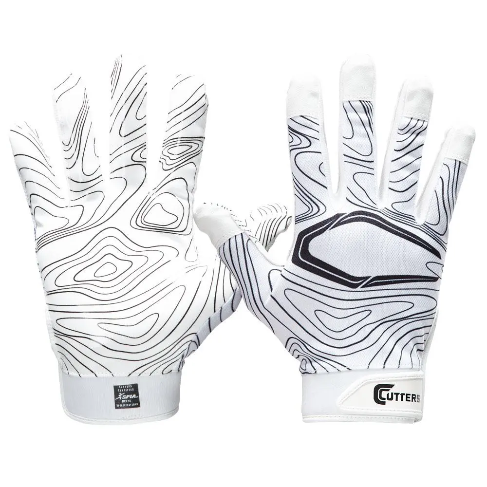 Cutters Topo Game Day White Football Receiver Gloves - Speed Grip Silicone Palm, Lightweight Flexible Back, Comfortable Fit, Machine Washable, SFIA Specified