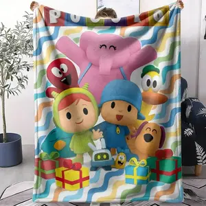 P-Pocoyo Soft Flannel Blanket for Kids, Cute Cartoon Anime Flannel Throw Blanket for Bed Sofa Travel, Lightweight Cozy Nap Blanket for Toddlers, Summer & All-Season Bedding, Birthday & Children's Day Gift