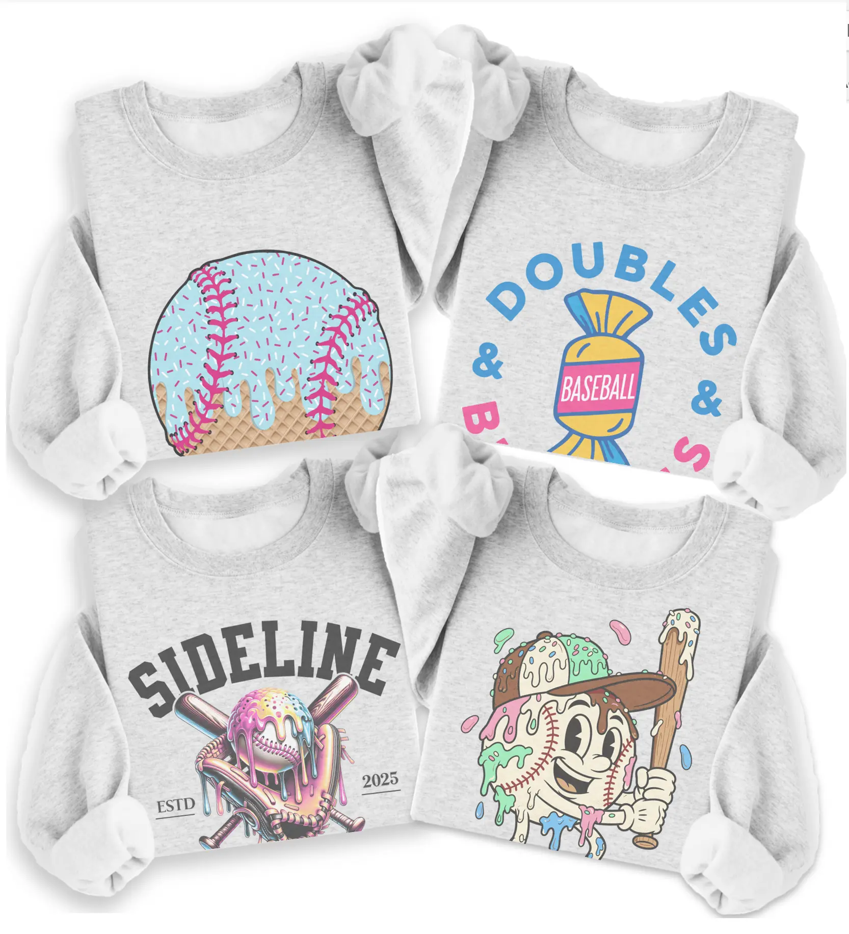 Vintage Baseball Sweatshirt Retro Baseball Game Graphic Pullovers Game Day Sports Mom Sweater Sideline Social Cllub Top Double Bubbles Bugglegum Shirt Womenswear Retro Crewneck Unisex Sweatshirt