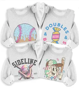 Vintage Baseball Sweatshirt Retro Baseball Game Graphic Pullovers Game Day Sports Mom Sweater Sideline Social Cllub Top Double Bubbles Bugglegum Shirt Womenswear Retro Crewneck Unisex Sweatshirt