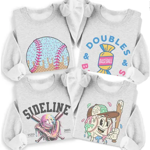 Vintage Baseball Sweatshirt Retro Baseball Game Graphic Pullovers Game Day Sports Mom Sweater Sideline Social Cllub Top Double Bubbles Bugglegum Shirt Womenswear Retro Crewneck Unisex Sweatshirt