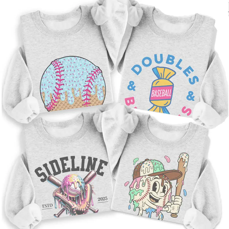 Vintage Baseball Sweatshirt Retro Baseball Game Graphic Pullovers Game Day Sports Mom Sweater Sideline Social Cllub Top Double Bubbles Bugglegum Shirt Womenswear Retro Crewneck Unisex Sweatshirt