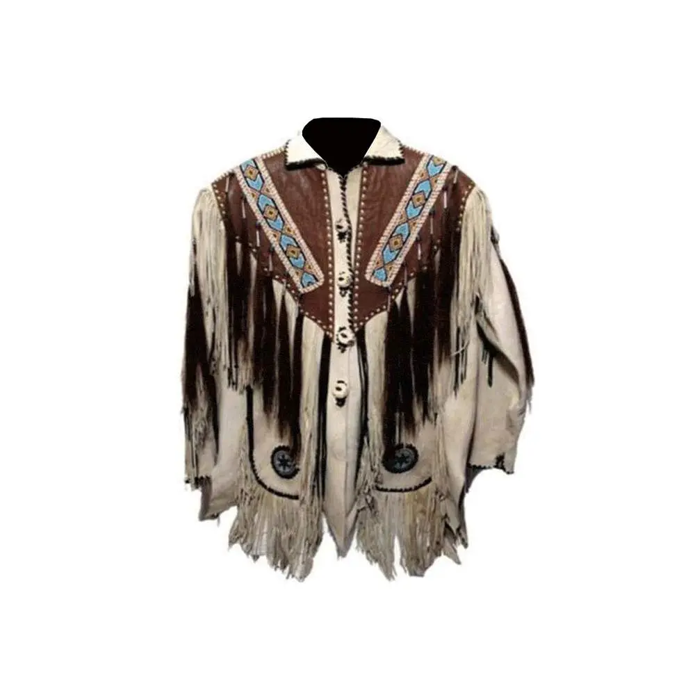 Men's Native American Fringe Leather Western Jacket Men's Native American Fringe Leather Western Jacket