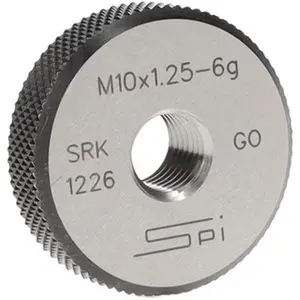 SPI Threaded Ring Gage: M10 x 1.25 Thread, Metric, Class 6G, Go Class 6G, Oil Hardened Non-Shrinking Steel (OHNS), , NPL Traceability Certification Included 34-483-8, No, All Seasons