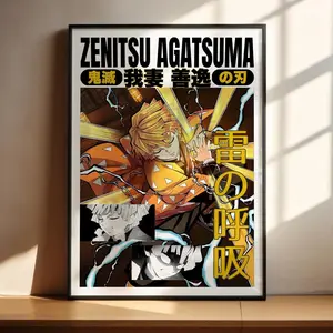 Demon Slayer Anime Poster - Kimetsu no Yaiba Zenitsu Agatsuma Art Print Anime Gifts