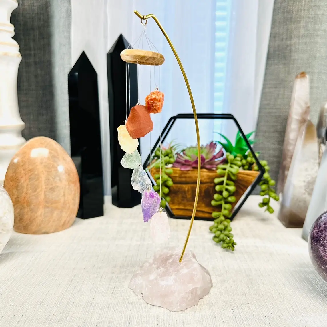 Natural Crystal Chakra Hanging Desk Chime