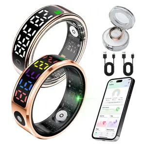 All-in-One Smart Ring with Display, Sleep, Steps, Heart, SpO2 & BP Monitor, IP68 Waterproof Health Tracker, Works with Android & iPhone, No Fees