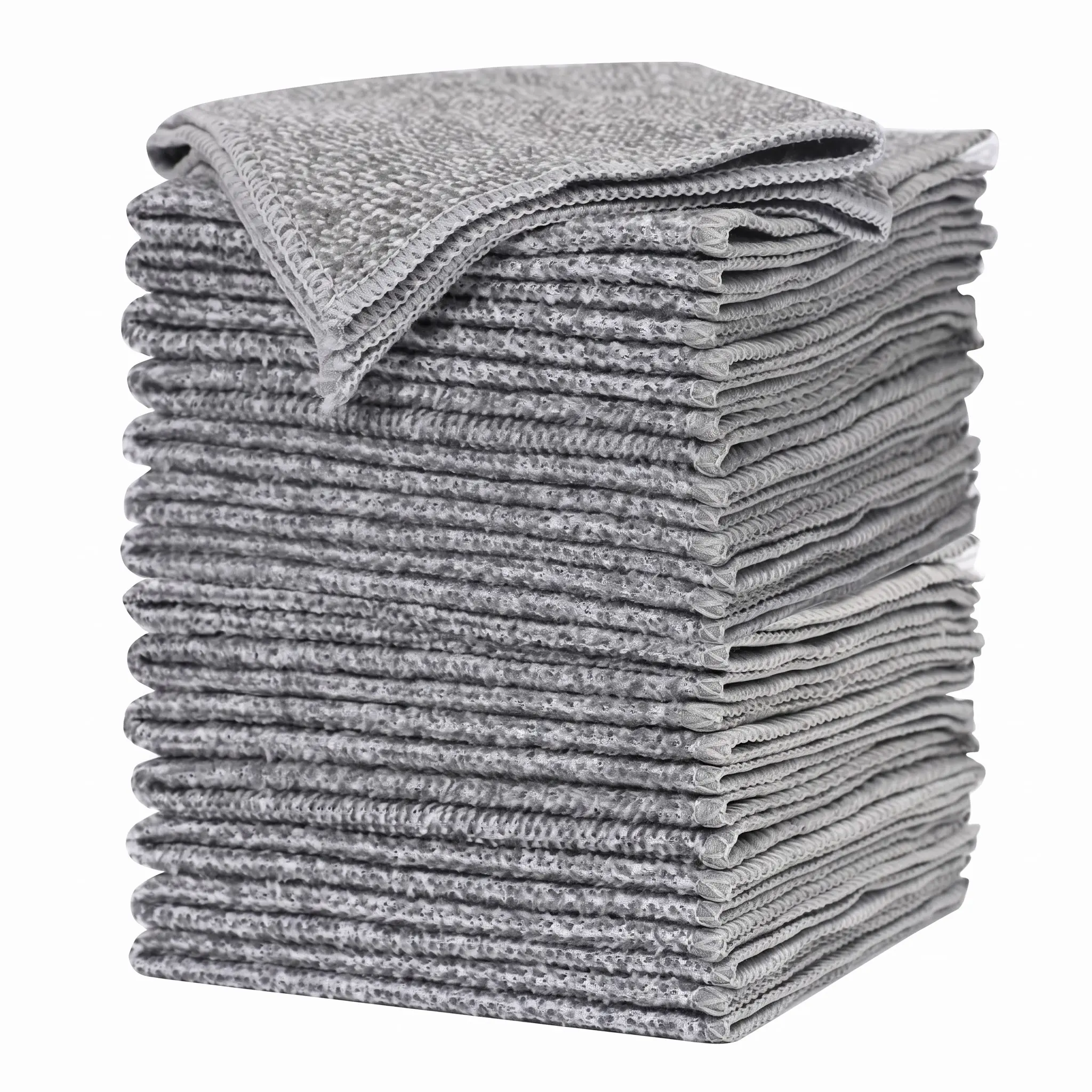 MTREO 12/24/60 PC Japanese Bamboo Charcoal Rag 25x25cm Gray Super Absorbent Kitchen Cleaning Supplies No Scratch Compact Size Easy Maneuvering