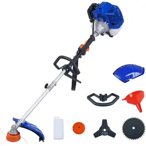 43CC Gas Powered Weed Wacker, 2-Cycle, 3-in-1 String Trimmer & Edger Lawn Tool, with 10" 3-Tooth & 40-Tooth Blades for Brush Cutting, 13" Heavy Duty Weed Eater with Shoulder Strap, for Lawn Care